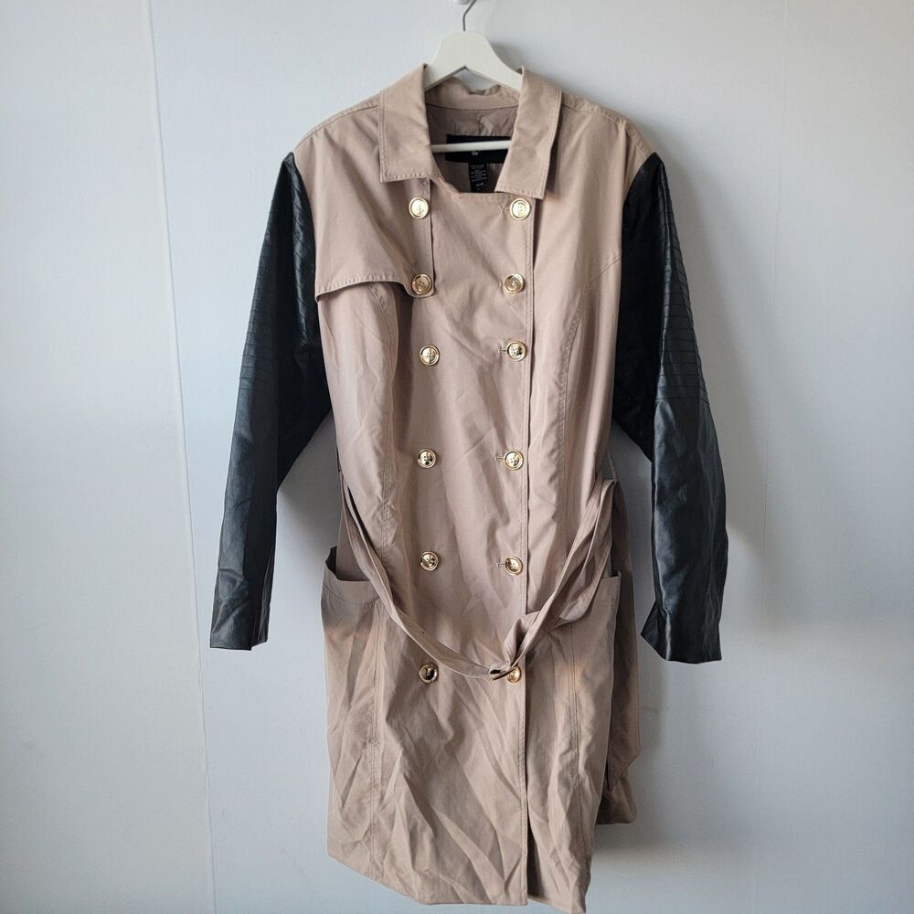 Ashley stewart women's trench coat size 14/16 Collared colorblock long sleeve